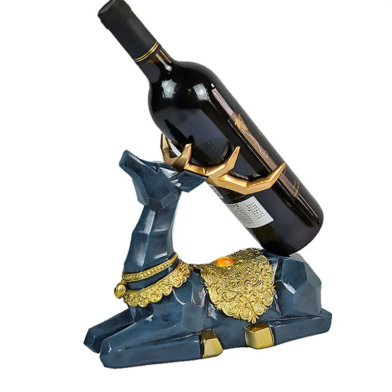 

Nordic Modern Design Red Wine Holder Figurines Deer Miniature Model Wine Rack Resin Mascot Living Room TV Cabinet Display Crafts