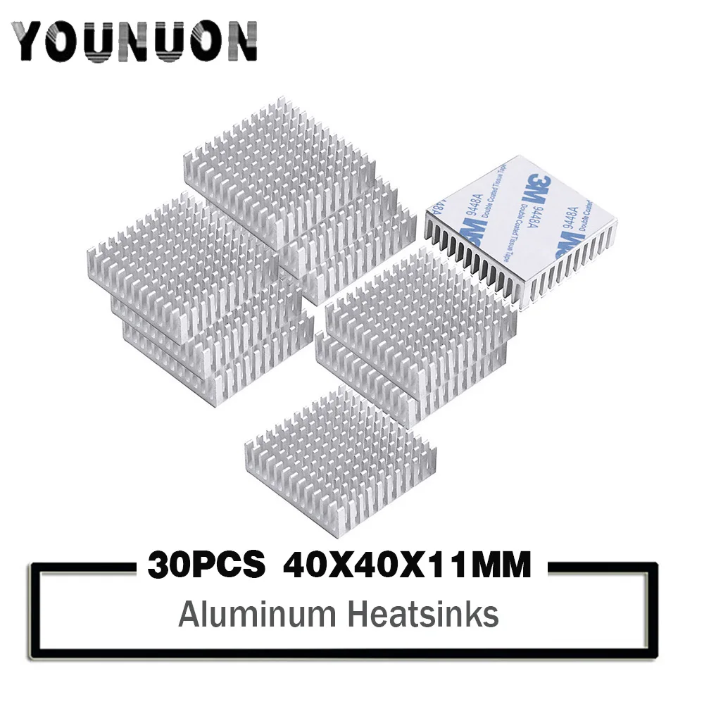 Серебристый радиатор для ЦП YOUNUON 40 мм 30 шт. 40x40x10 11 алюминиевая плата Охлаждающий