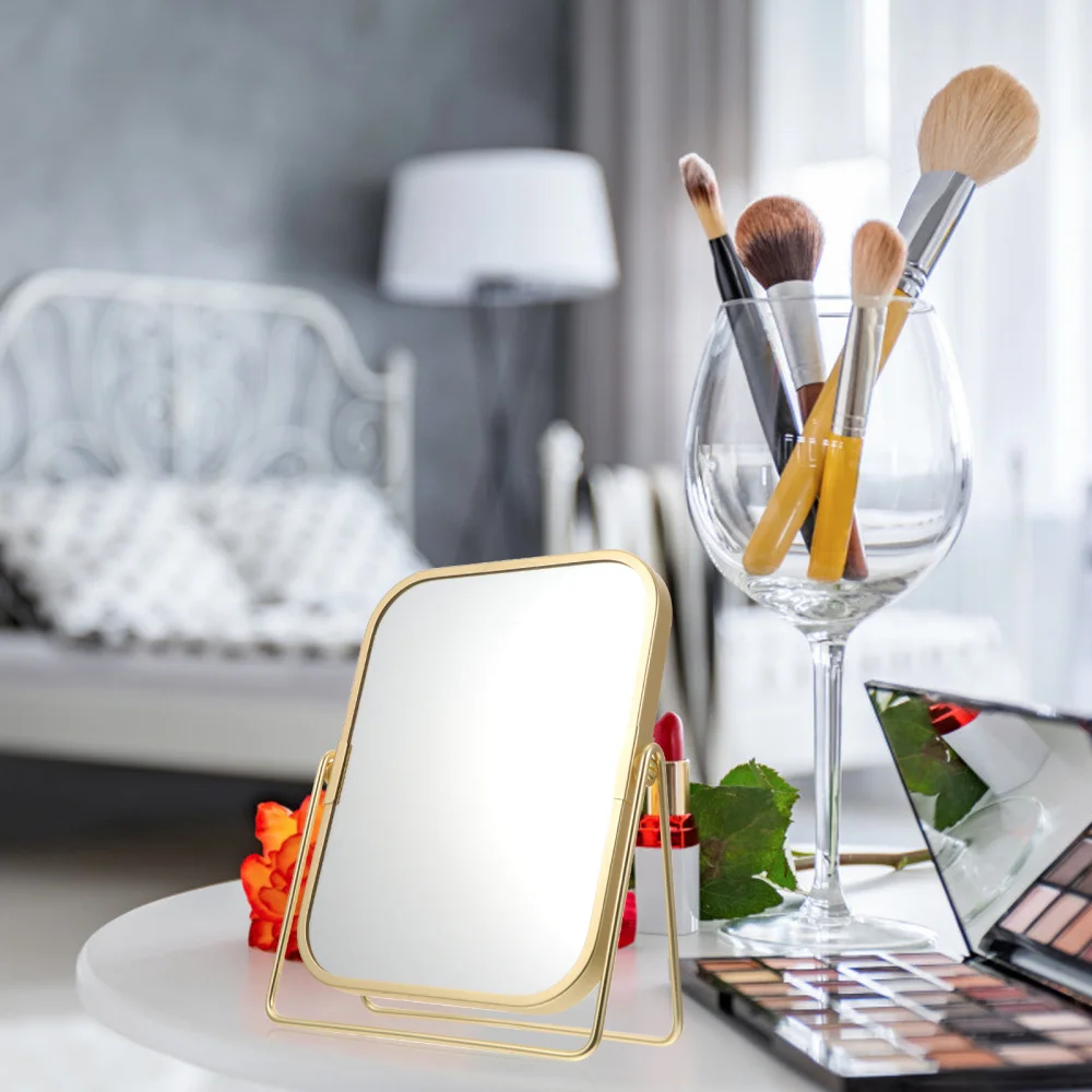 

Decorative Vanity Makeup Mirror with Stand 360 Degree Swivel Tabletop Mirror