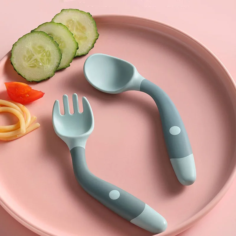 

Baby Soft Twist Spoon Fork Feeding Set Child Kids Dishes Infant Toddler Feeding Accessories Tableware Children Goods