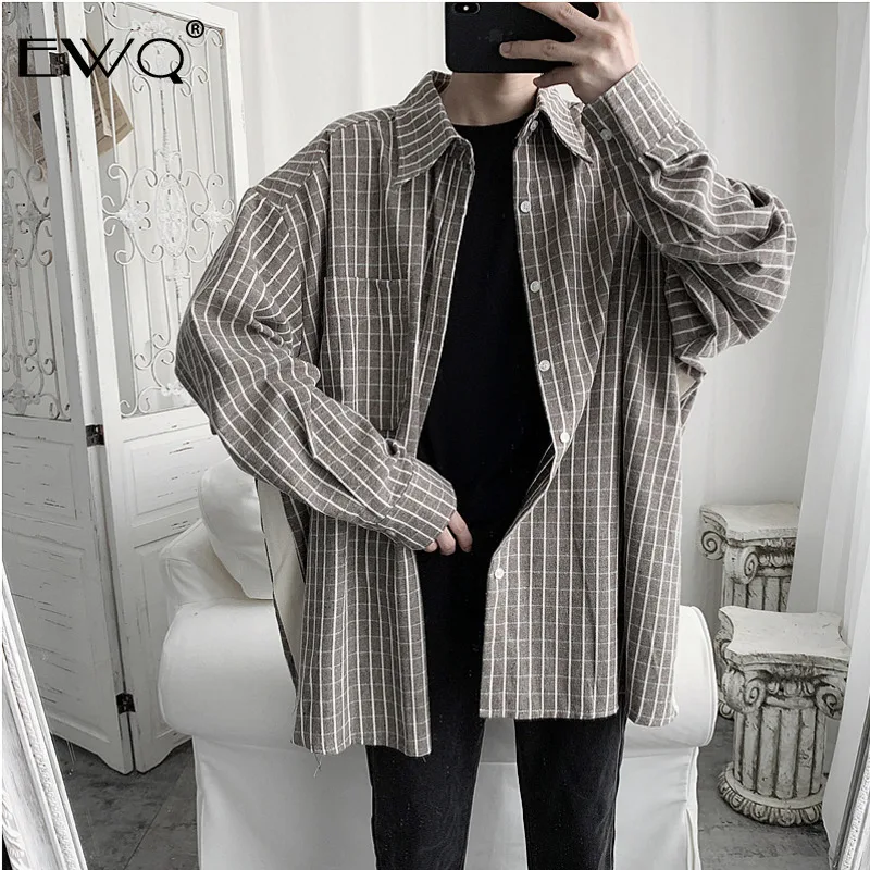 EWQ 2019 Новинка Harajuku Мужская рубашка с длинными рукавами Повседневная Корейская