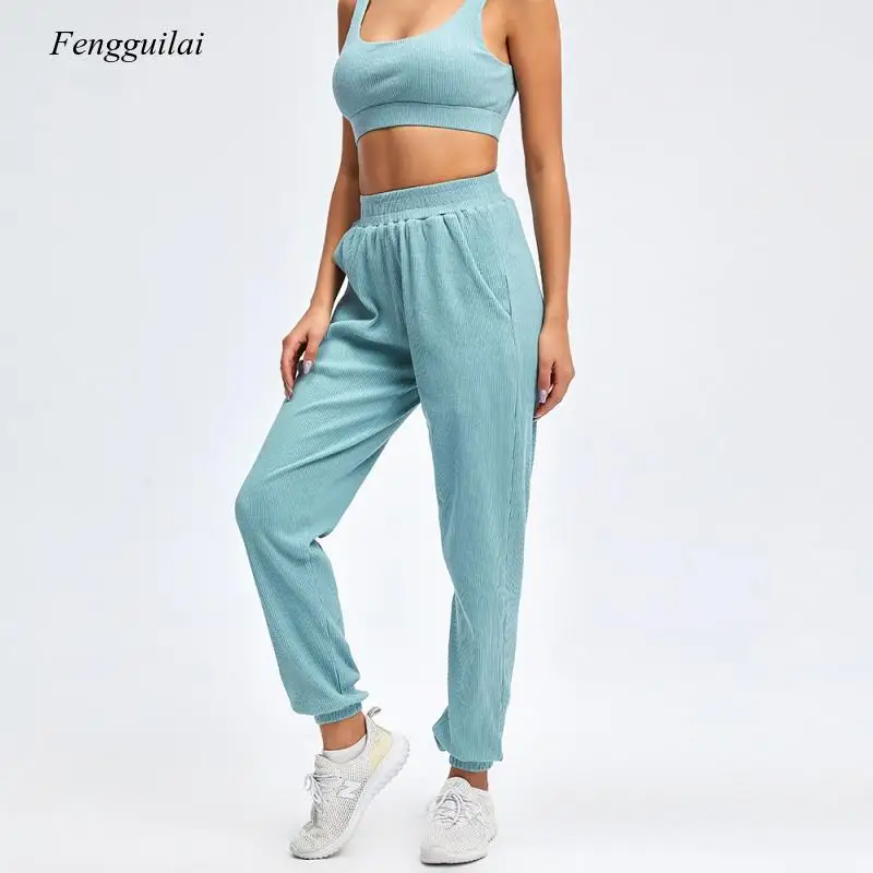 

Autumn and Spring Women's Casual Fashion Tops and Pants Sports Fitness Two Piece Suit for Solid Color