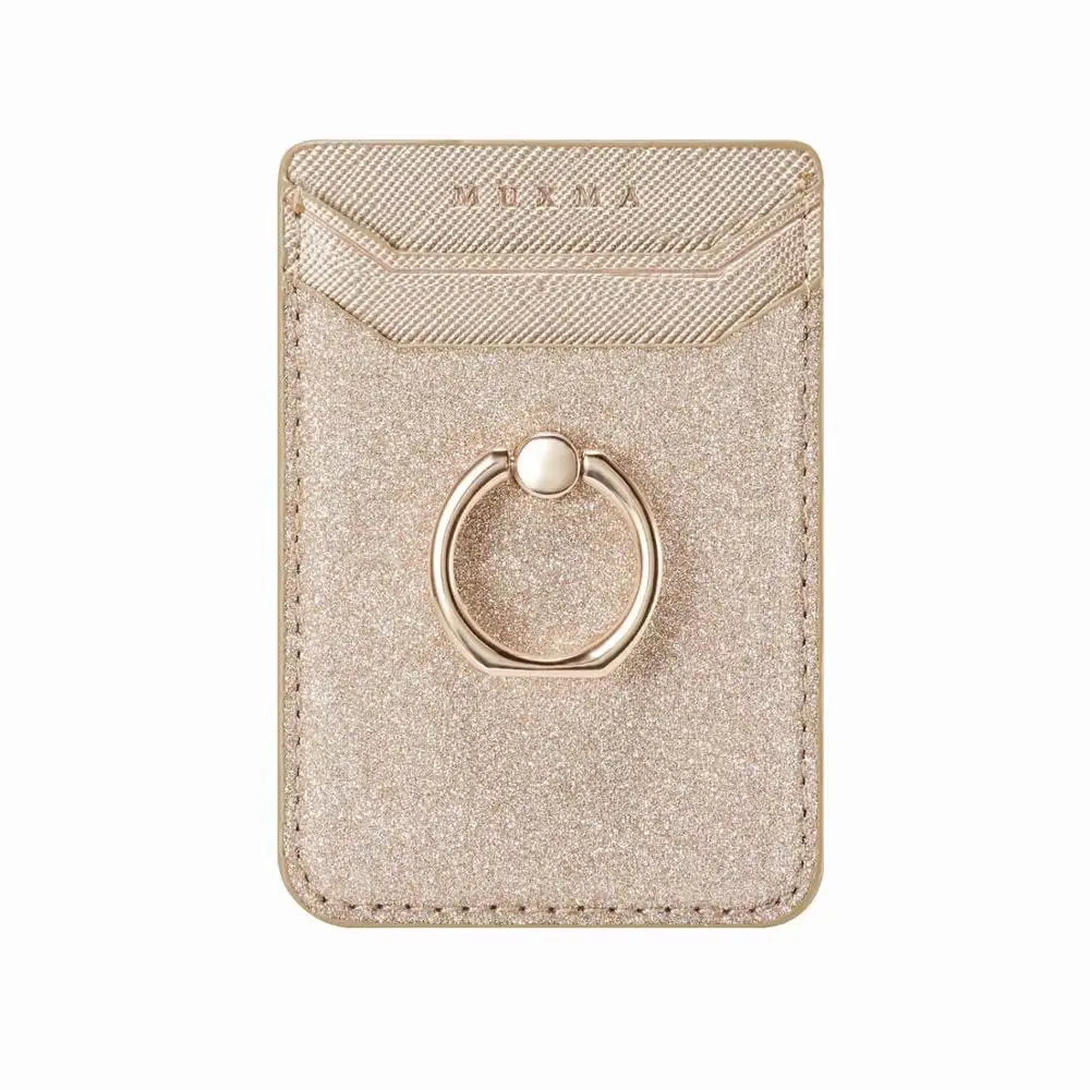 2 Packs for iPhone Ring with Card Holder Stick Case Samsung Huawei PU Leather Glitter Back Body Stand Universal | Мобильные телефоны