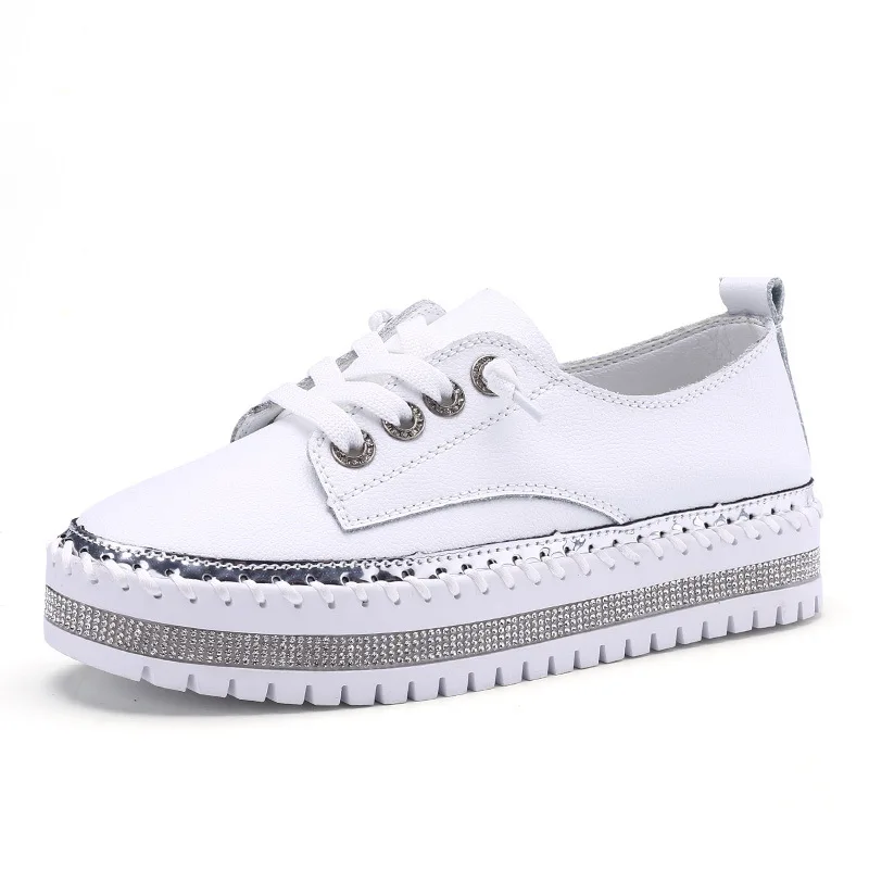 Женская обувь на плоской платформе повседневные женские лоферы из натуральной