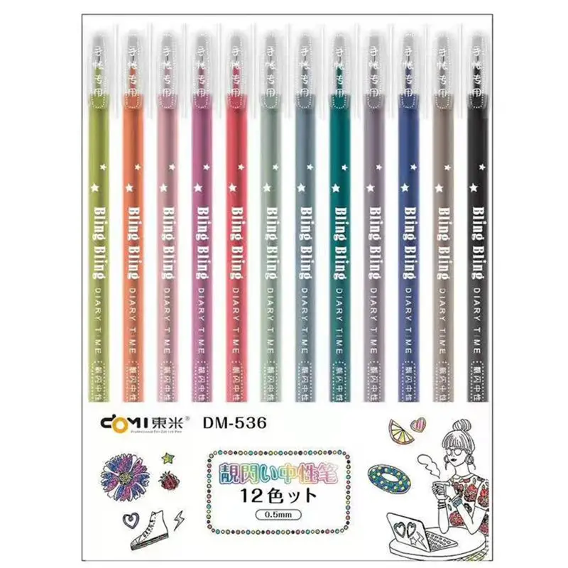 

W3JD 12Pcs/lot 0.5mm White Ink Color Photo Album Gel Pen Stationery Office Learning Cute Scrapbooking Pen Unisex Pen Gift for