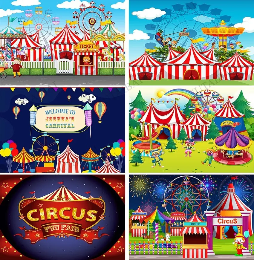 

Circus Theme Birthday Party Backdrop Newborn Children Portrait Photography Background Circus Carnival Baby Shower Photocall Prop