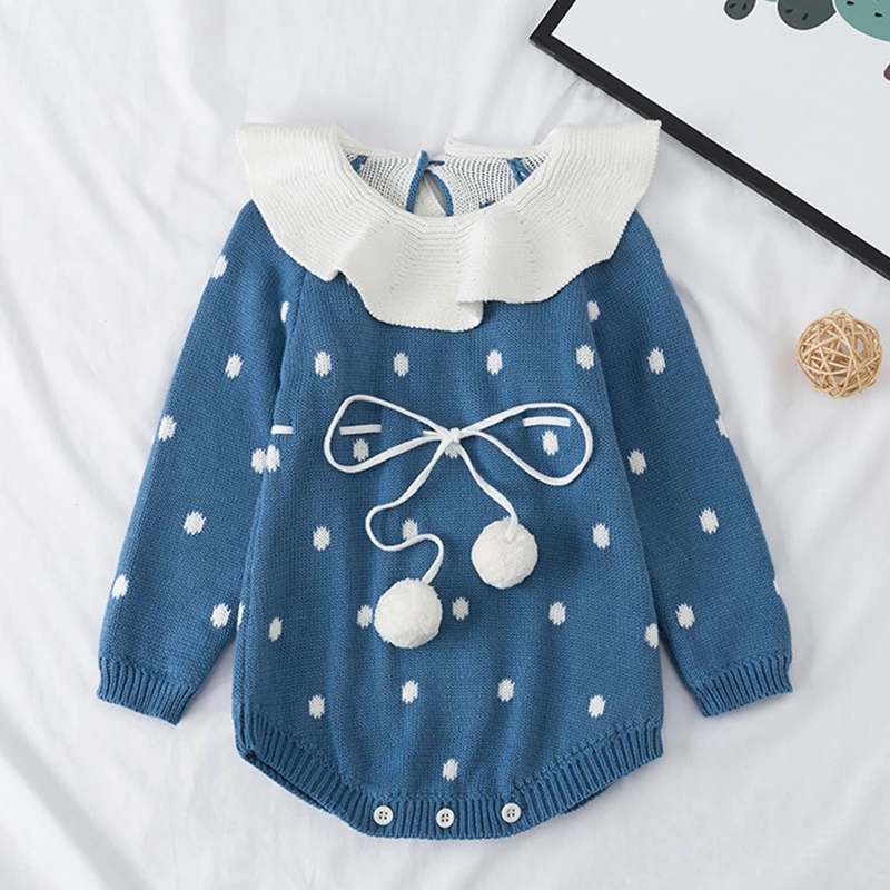 2021 Baby Knitted Romper Knitted Autumn Newborn Girls Jumpsuits Clothes Winter Long Sleeve Toddler Sweater Children Overall