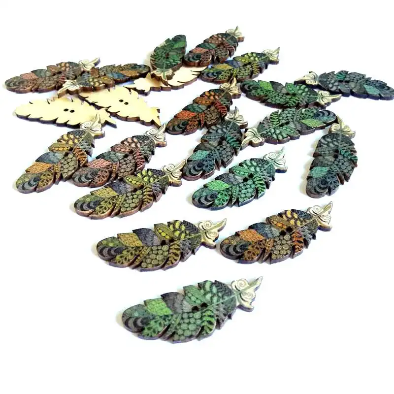 50 шт./упак. перьевые пуговицы с рисунком винтажные фотообои для скрапбукинга