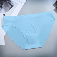 ice silk seamless underwear men y front mid waist briefs one piece semi transparent breathable lingerie bugle pouch underpant a5