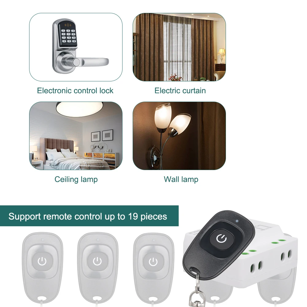 

Smart Home AC85-250V 1CH Wireless Remote Switch Relay Receiver Transmitter Remote Control Switch Module 1PCS/2PCS