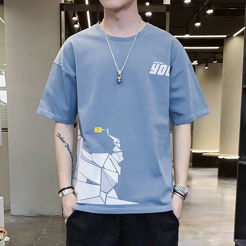

New Summer Short-sleeved T-shirt Student T-shirt 2021 Boys Half-sleeved Fashion College Style