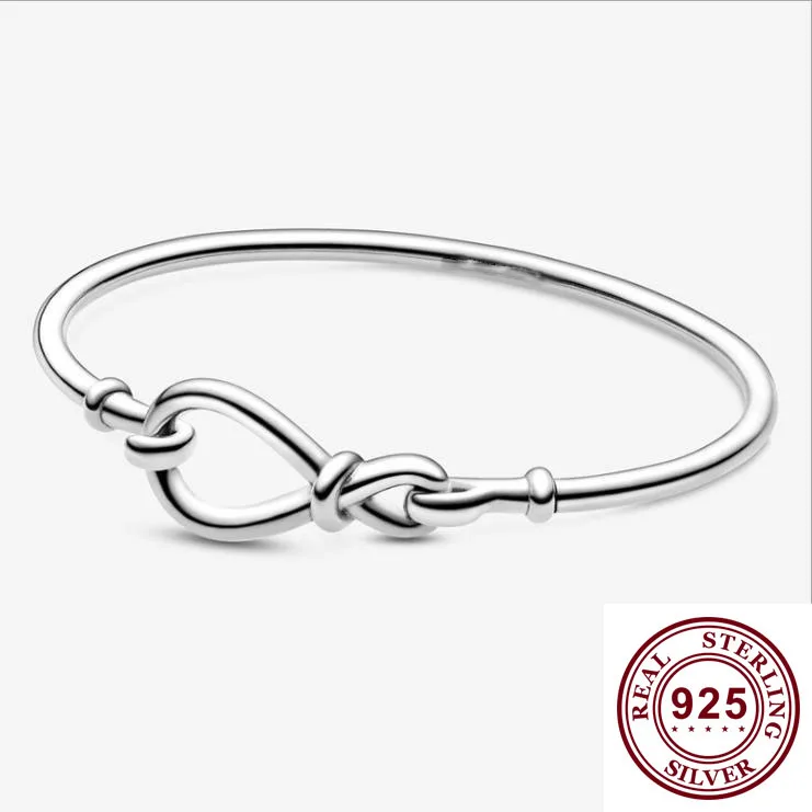 

925 Sterling Silver Pan Bracelet Eternal Symbol Flower Knot Chain Bracelet Fit Charm Bracelets Women Jewelry