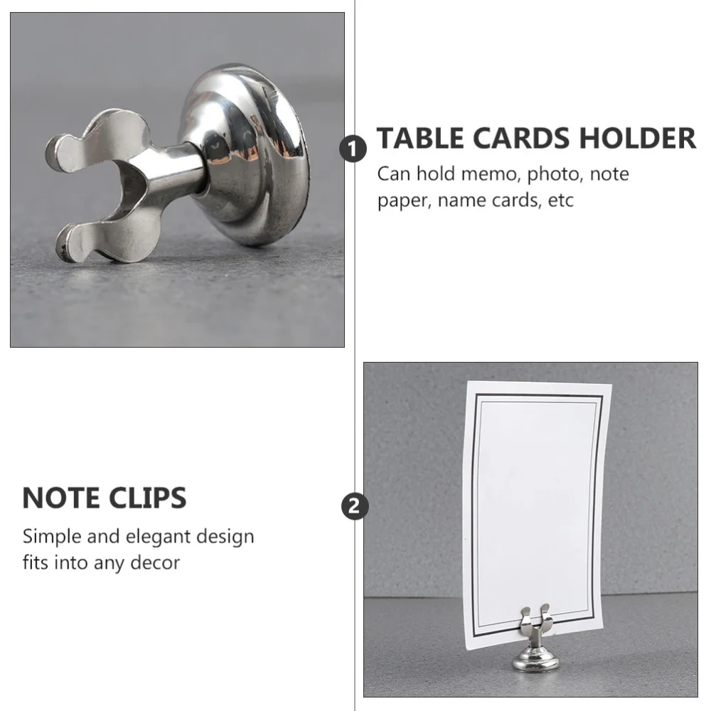 

1 Set 7 Pcs 4cm U-shaped Table Number Clips Party Table Cards Holders (Silver)