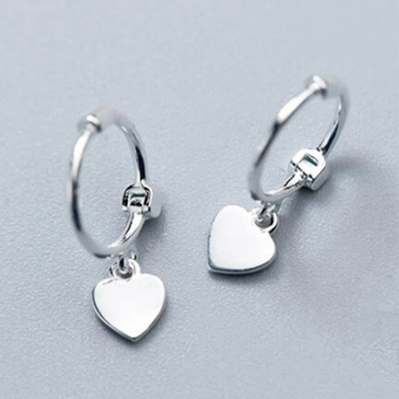 

Женские серьги-кольца из серебра 925 пробы, с подвеской в виде сердца