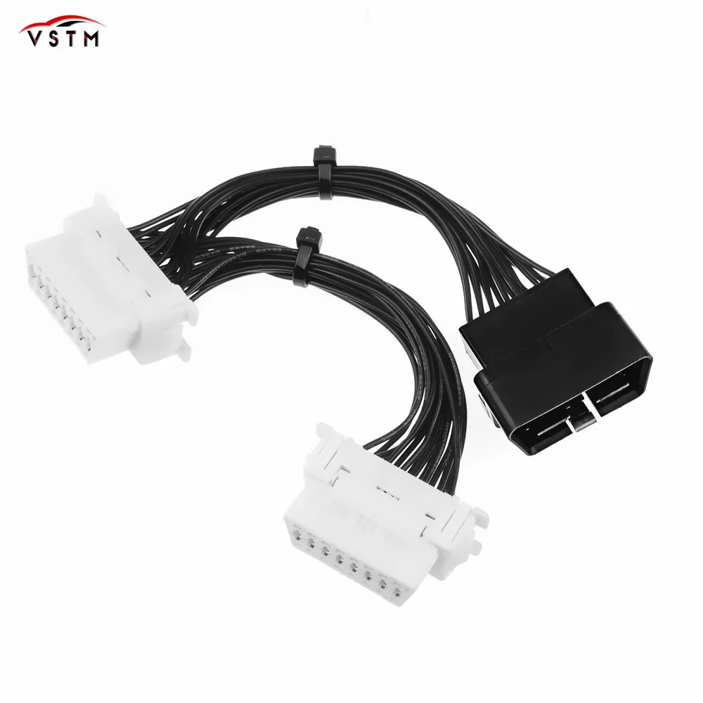2019 16-контактный OBD2 OBDii OBD 2 разветвитель Удлинительный кабель один штекер-два