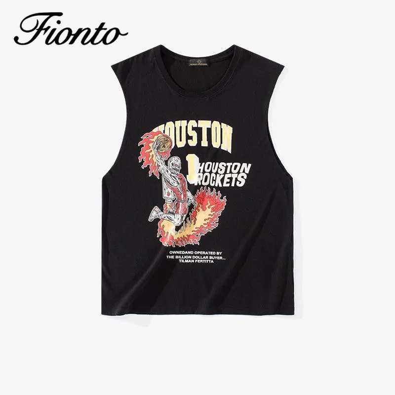 FIONTO новые модные хлопковые спортивные рубашки без рукавов майка для мужчин