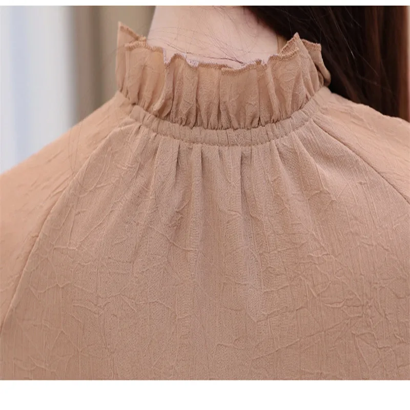 

2020Elegant Women Chiffon Blouse Spring Stand-Collar Women Shirt Long Sleeve Loose Tops Femme Solid Color Office Lady M394