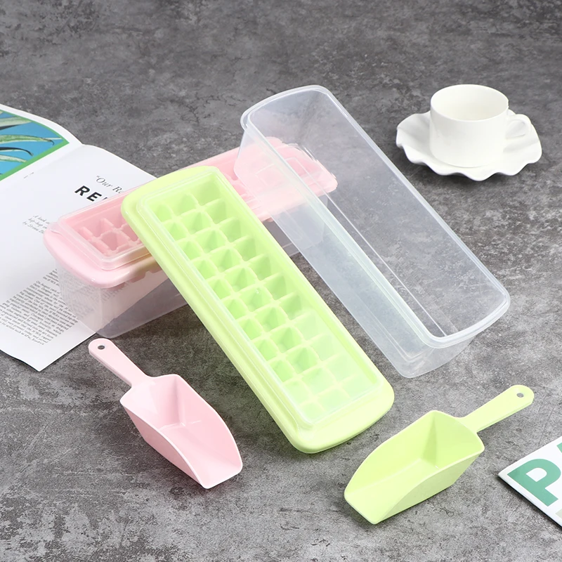 Квадратных ледяной куб лоток с съемные крышки лопата для снега из силикагеля