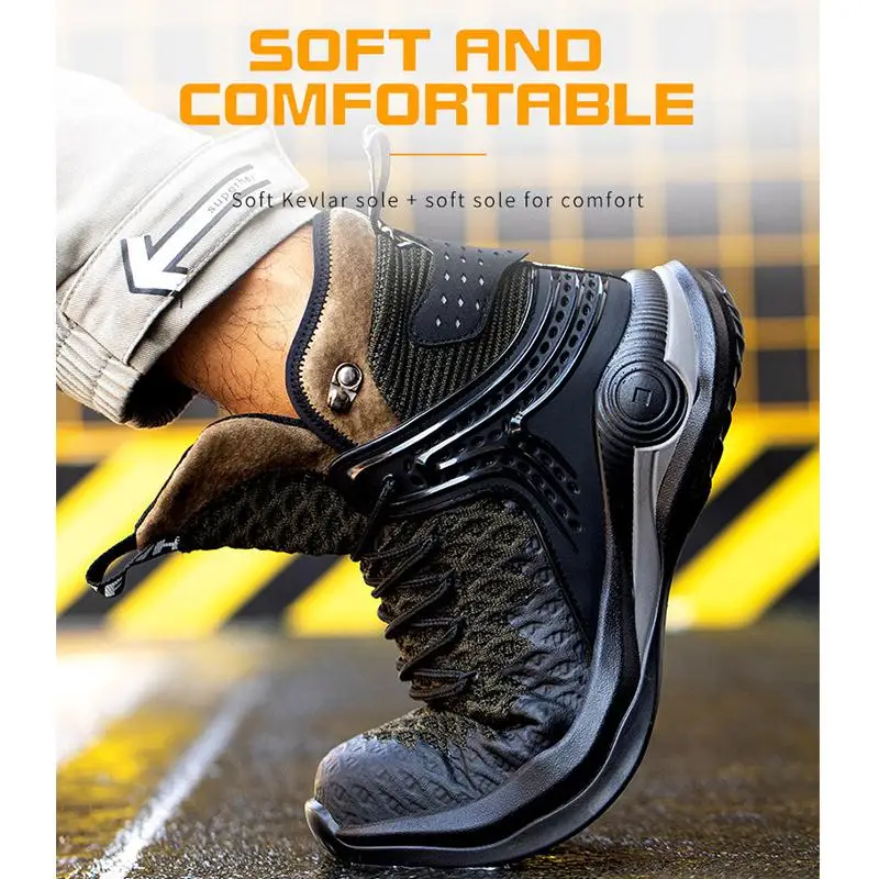 

Men Shoes Winter Safety Boots High Top Work Shoes Outdoor Tactical Shoes Male Military Boots Anti Smashing Steel Safety Shoes