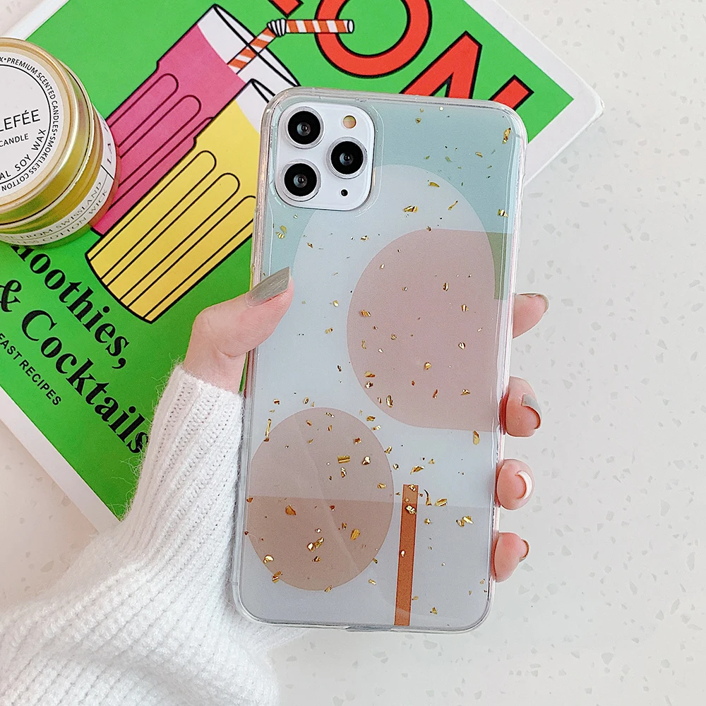 LOVECOM Phone Case For iPhone 11 Pro Max XR XS 6 6S 7 8 Plus X Luxury Geometric Abstract Flowers Epoxy Soft Back Cover | Мобильные