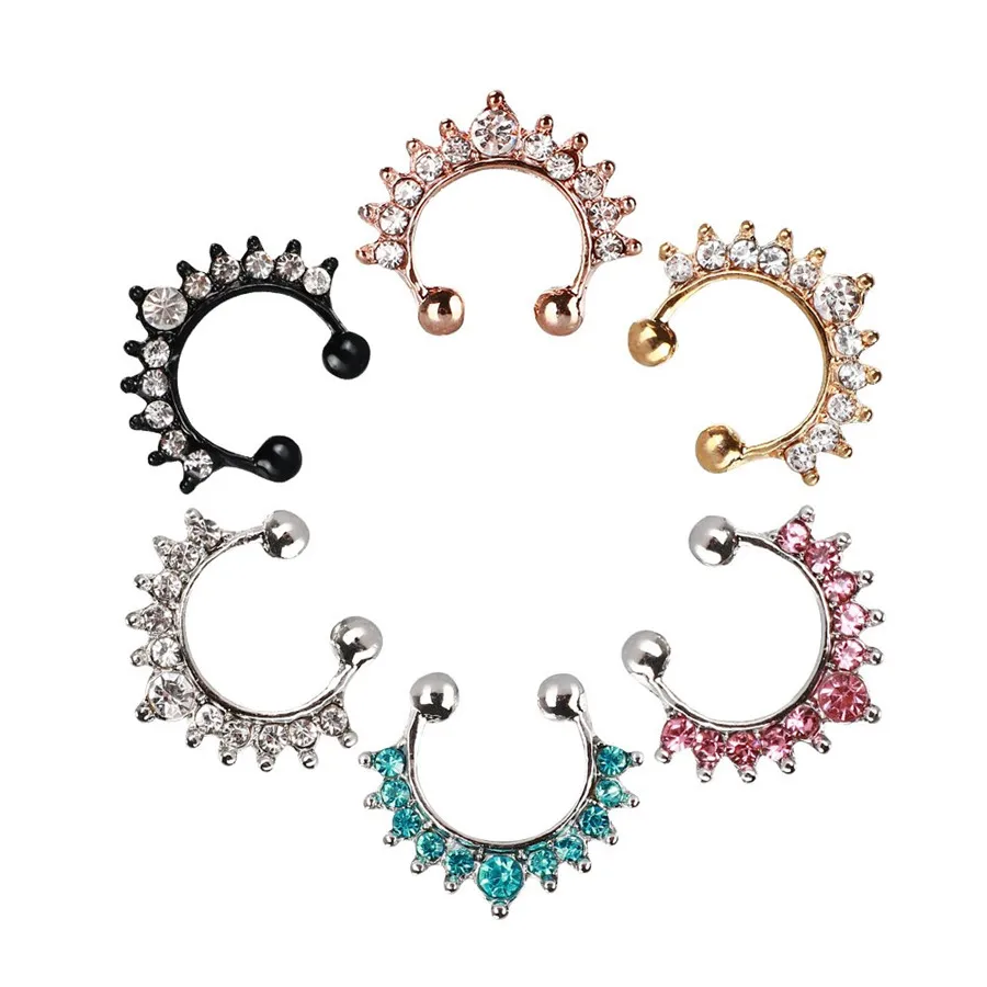 Поддельные перегородки кольцо клип на для носа набор искусственный пирсинг