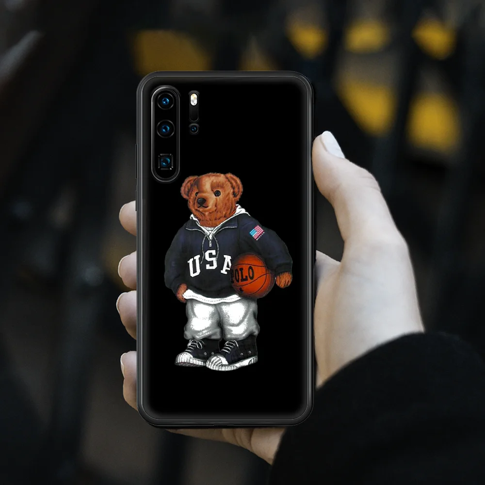 

fashion Cute Bear Italy Phone Case cover For huawei p 8 9 10 20 30 40 P pro Smart 2019 Z lite mini black Etui Luxury Waterproof
