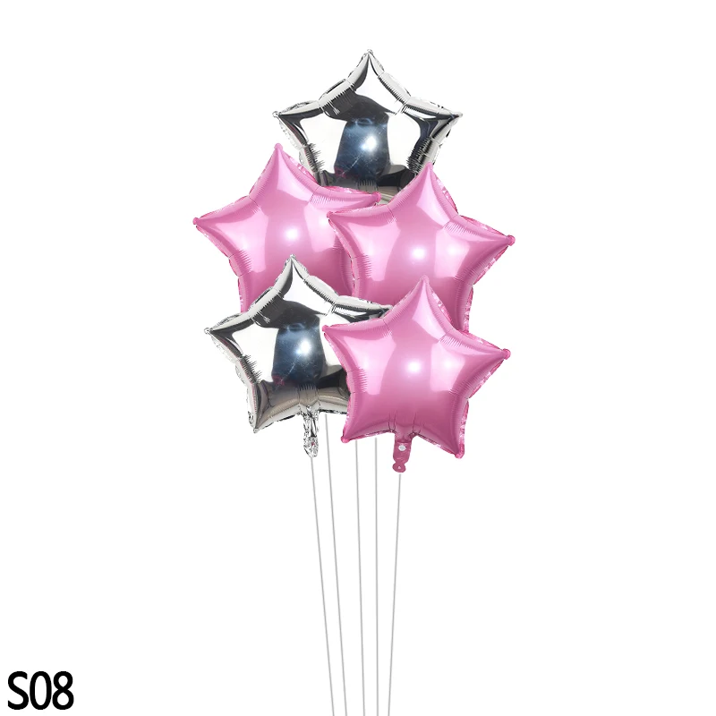 S08 5 шт./компл. 18 дюймов Фольга Звезда Воздушные шары Свадебные украшения для праздника надуть шары детская игрушка в ванную/Декор для детского дня рождения поставки - Цвет: S08
