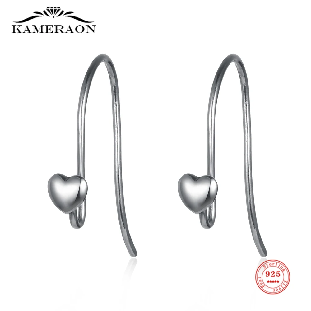 

Real 925 Sterling Silver Earrings Heart Shape Ear Hook for Women Simple Trendy Silver Ear Jewelry Fine Gift