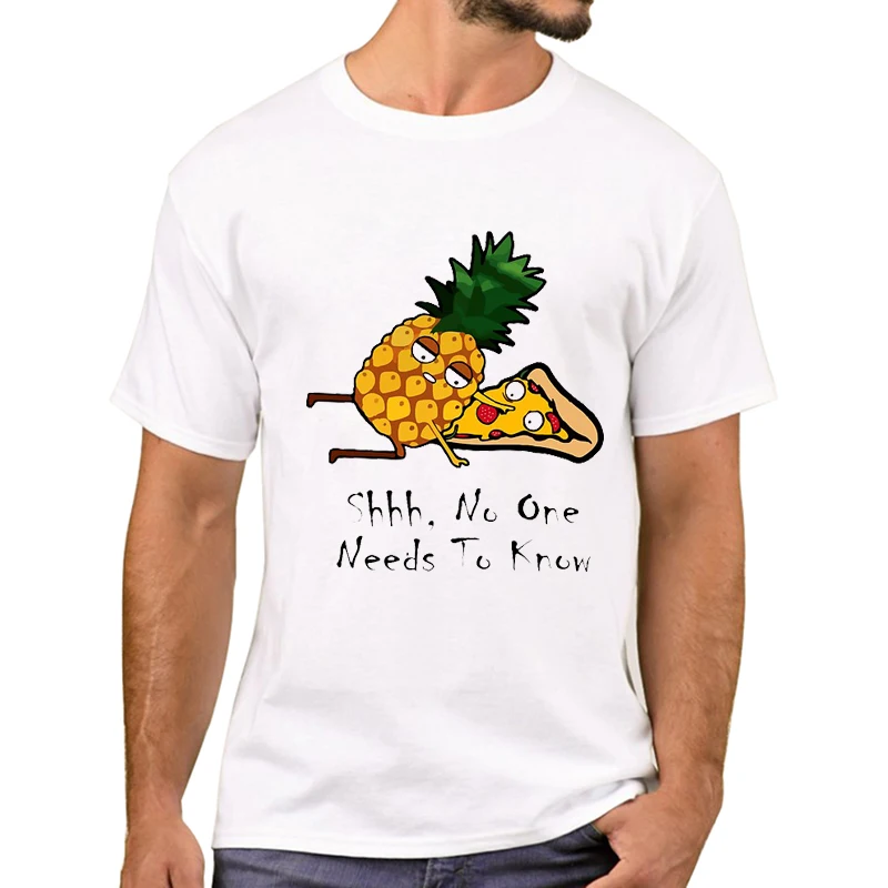 TEEHUB Pizza And Pineapple No One Needs To Know Printed Men T-Shirt Forbidden Love T Shirts Short Sleeve Tshirts Cool Tee | Мужская