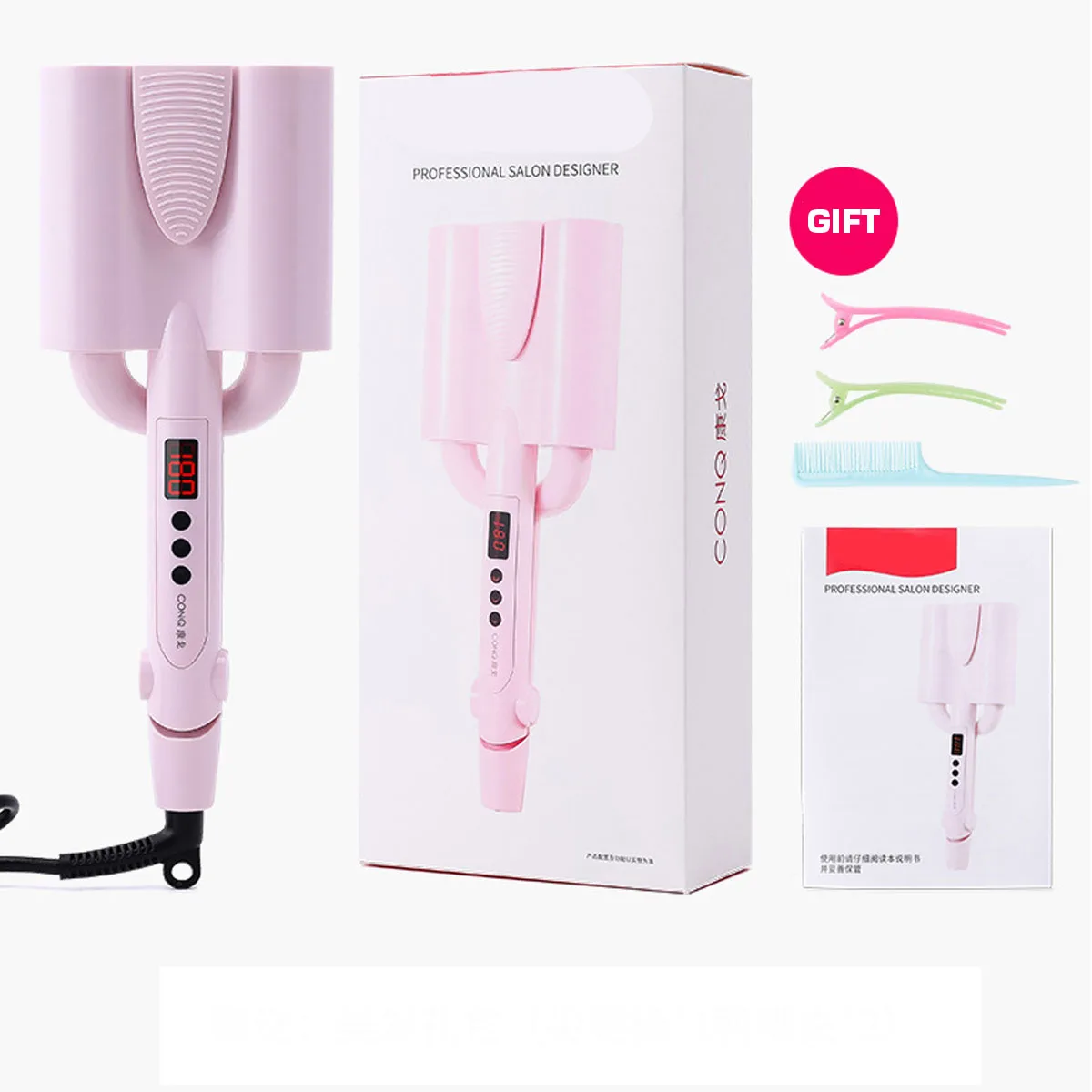 

26mm/32mm Ceramic Three Tubes Hair Curlers Digital Display Big Wave Hair Waver Curling Irons Curler Quick Heat Hair Style Tool