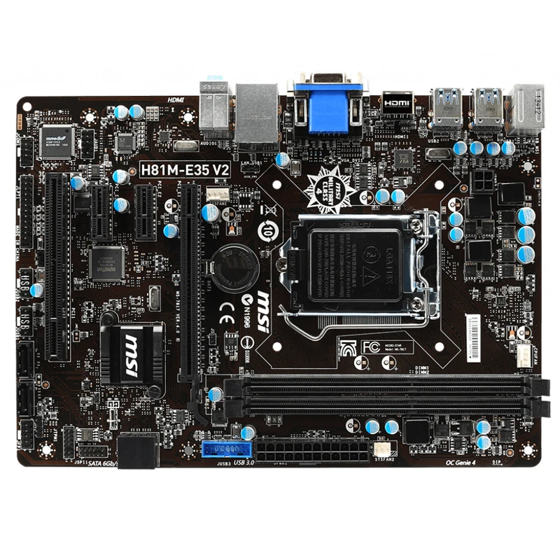 msi h81m e35 v2 lga 1150 intel h81 desktop pc motherboard ddr3 16g vga hdmi 6×usb3 0 xeon e3 1226 v3 core i7 4770k i5 4670k cpus free global ship
