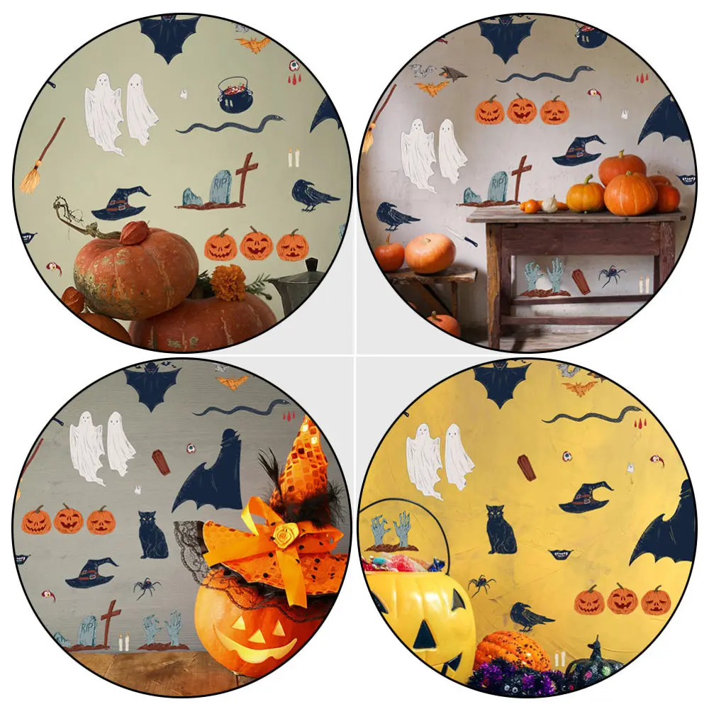 

2 Sheets Horror Decals PVC Wall Pumpkin Stickers Decorations