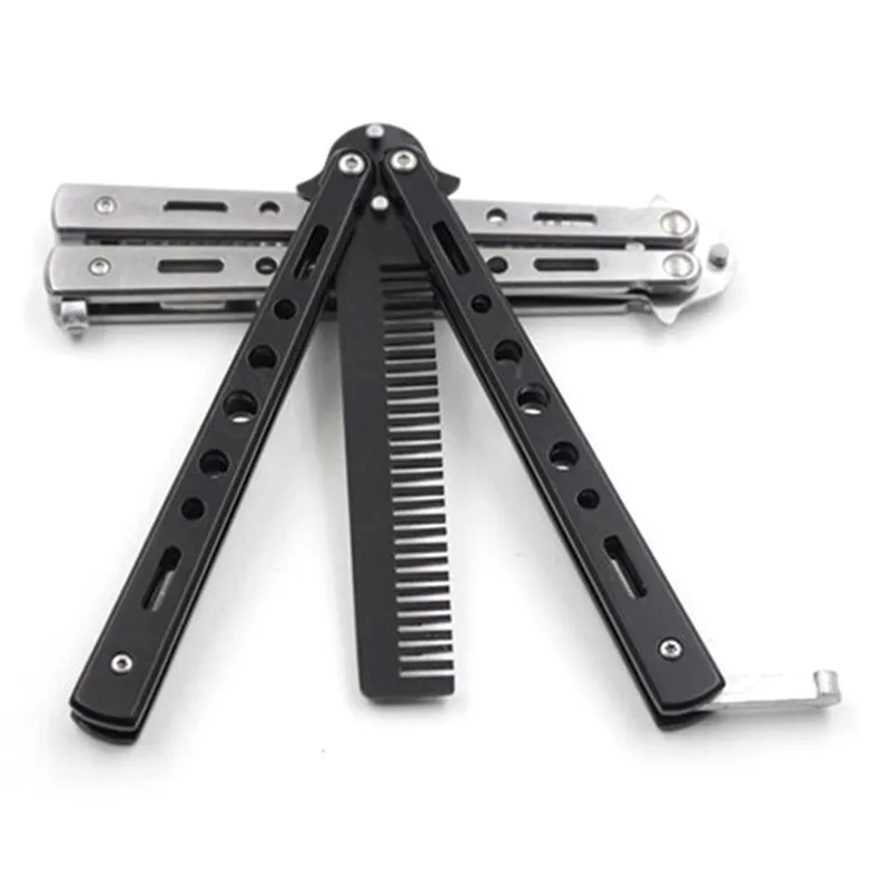 Хит продаж складной нож искусственный Расческа с черным и серебряным цветом из