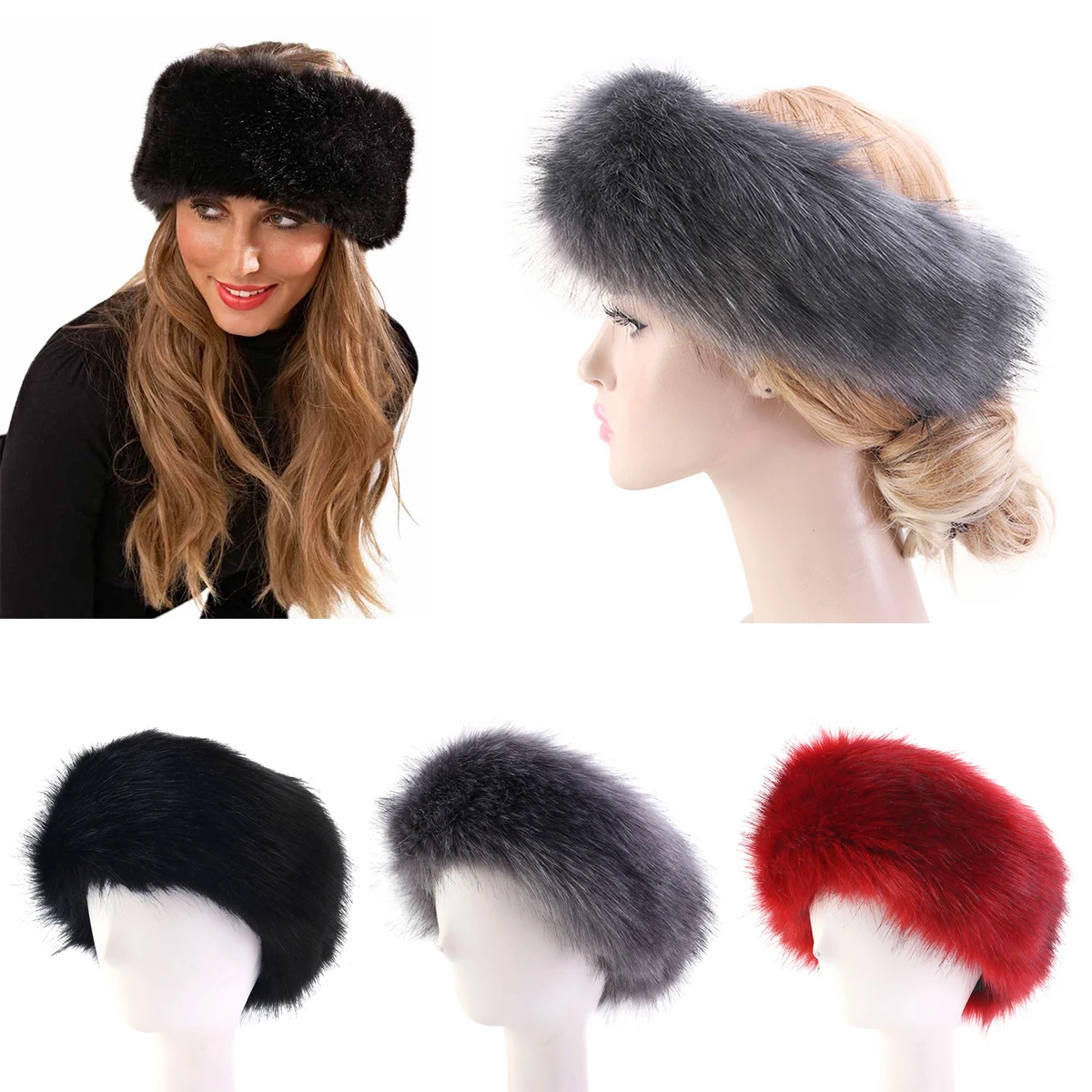 Унисекс Меховая повязка на голову русская Для женщин Мужская Лыжная Шапка Зимняя обувь теплом меху ухи