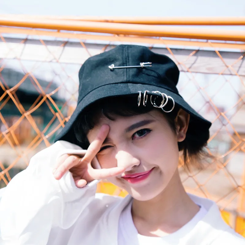 Новые продукты дикая железная кольцевая булавка Harajuku Складная Рыбацкая шляпа