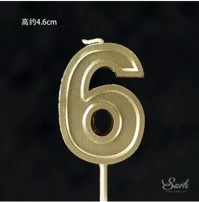 6 1 шт., 0-9, цветные/Золотые свечи с цифрами для дня рождения, вечеринки, свадьбы, торта, украшения, вечерние принадлежности - Цвет: 6