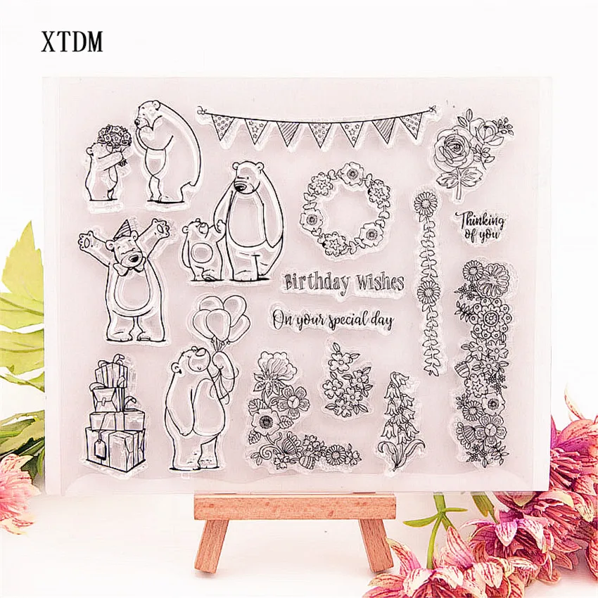 

Hot sale Polar bear Transparent Clear Stamps / Silicone Seals Roller Stamp for DIY scrapbooking photo album/Card Making