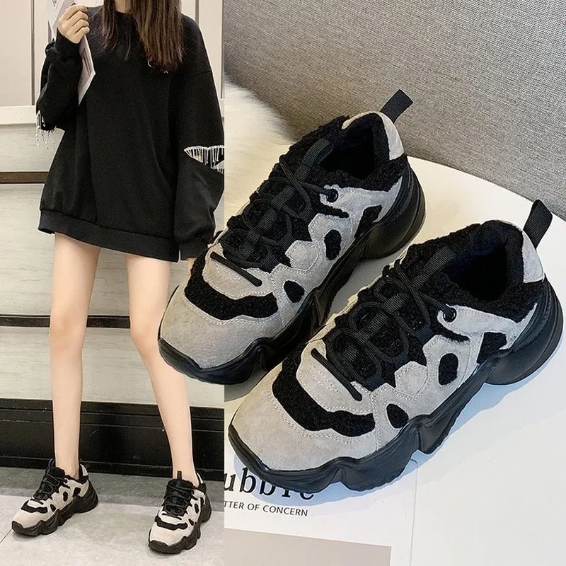 Кроссовки женские на толстой подошве модная обувь платформе массивные кеды в