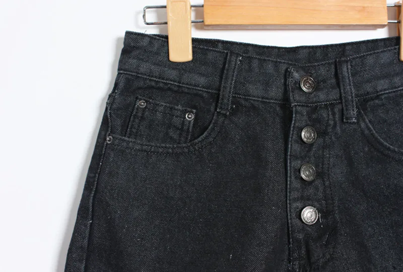 Шорты женские джинсовые в винтажном стиле с завышенной талией на пуговицах