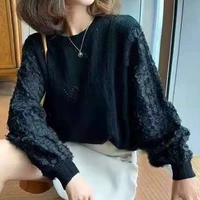 autumn new fashion hollow bottoming shirt top loose long sleeved sweater sweater one