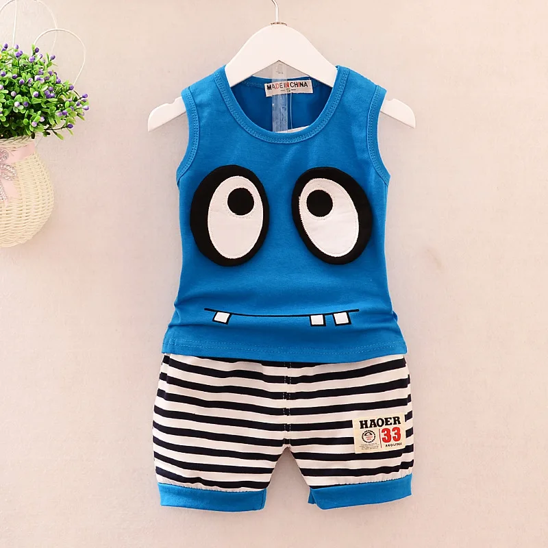 

Baby Boy Summer Clothes 2019 Korean Cartoon Sleeveless Tops Vest + Shorts 2PCS Infant Clothing Outfits Kids Bebes Jogging Suits