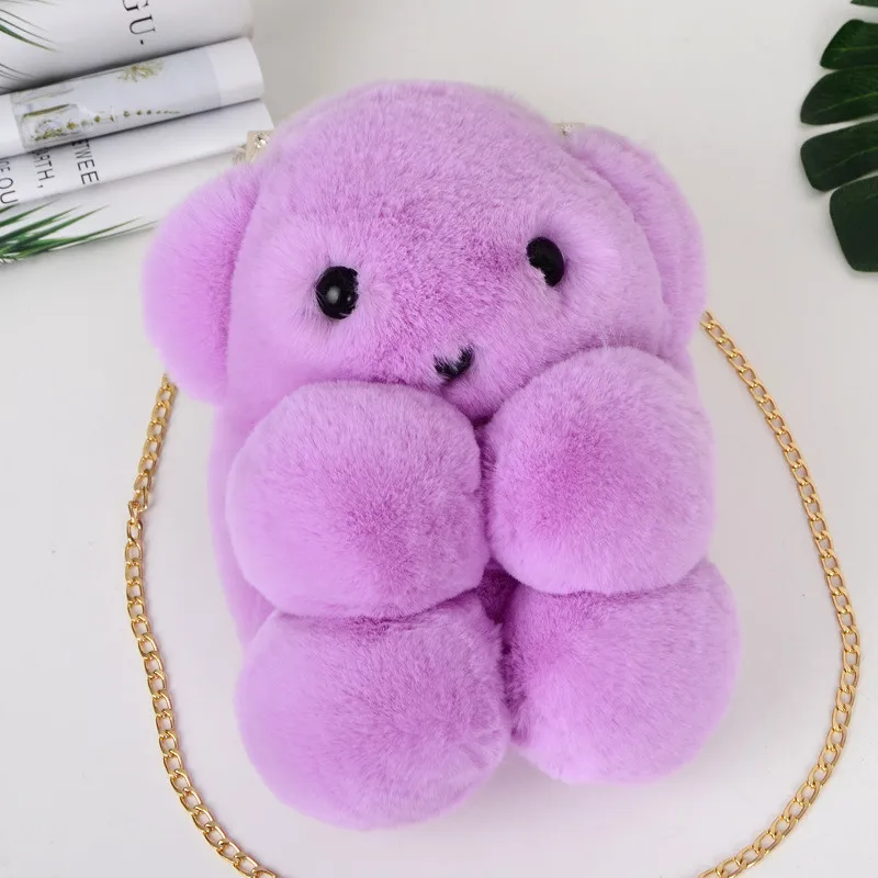 Новинка 2020 сумка из искусственного меха кролика Рекс через плечо с милым