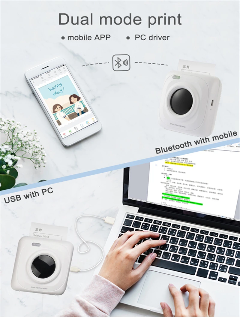 PAPERANG портативный термальный Bluetooth принтер мини беспроводной фото принтер для мобильного телефона Android iOS