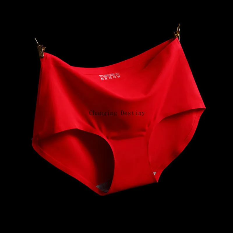 Сексуальное бесшовное женское нижнее белье ледяной шелк в талии чистый хлопок