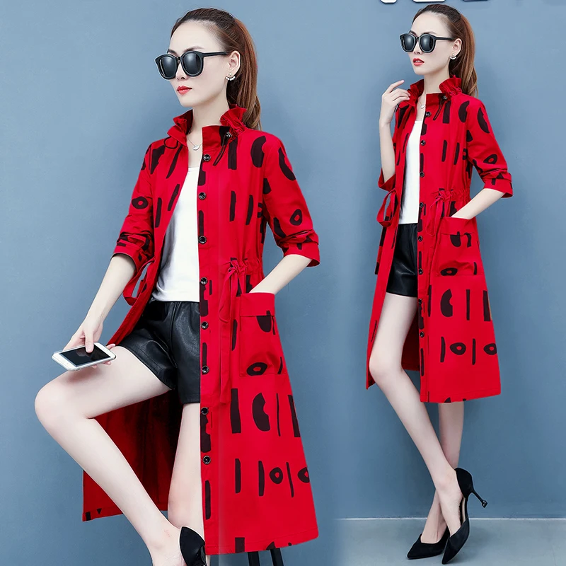 #5648 черный красный коричневый длинное пальто для женщин тонкий с высоким плотно