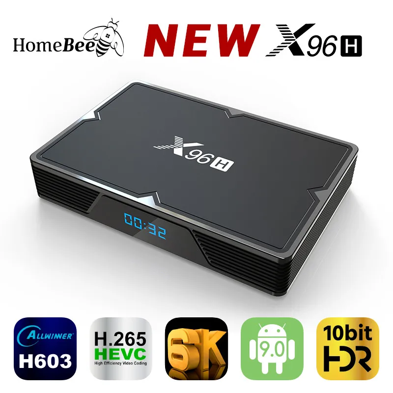 ТВ приставка X96H android 9 0 Allwinner H603 4 ядра + 32/64 ГБ 6K 2 4/5 ГГц Wi Fi BT|ТВ-приставки и