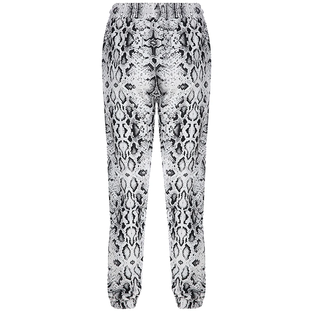 

Popular Snakeskin Harem Pants Women Elastic Drawstring Sexy Snake Skin Trousers High Waist Wide Leg Pants Sweatpants Jogger