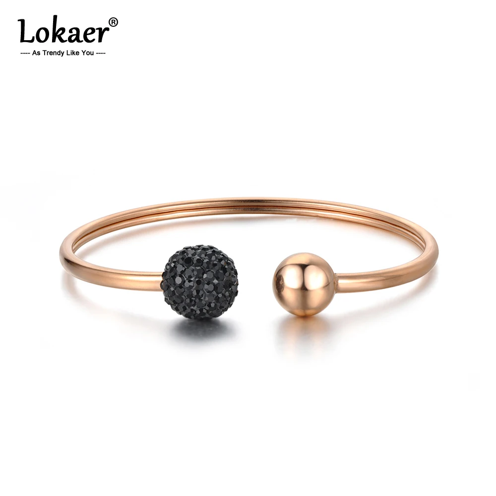 Lokaer стразы из титана и стали открытые браслеты на запястье Роскошные розового