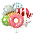 Шары из фольги для еды, пончики, конфеты, мороженое, попкорн, украшение для детвечерние дня рождения, радужная надувная игрушка, карамельные цвета, Гелиевый шар