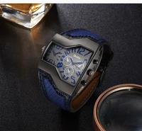mens fashion quartz watches unique design square men wristwatch business casual sport male gmt dual time watch